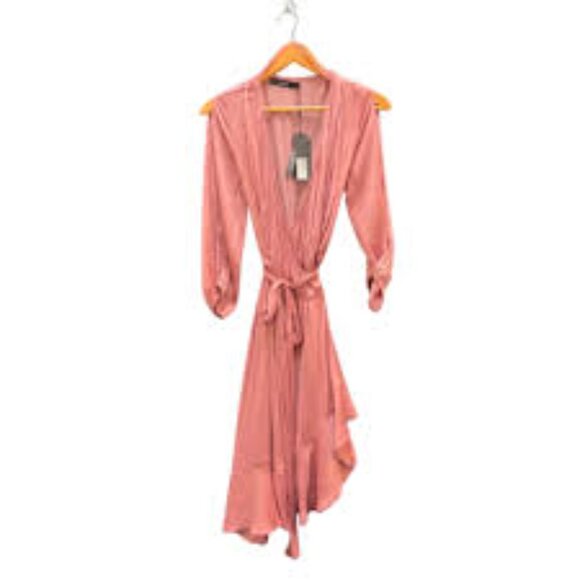 30-NWT HALARA MIDI DRESS WRAP LIGHTWEIGHT RUFFLE - Picture 2 of 3